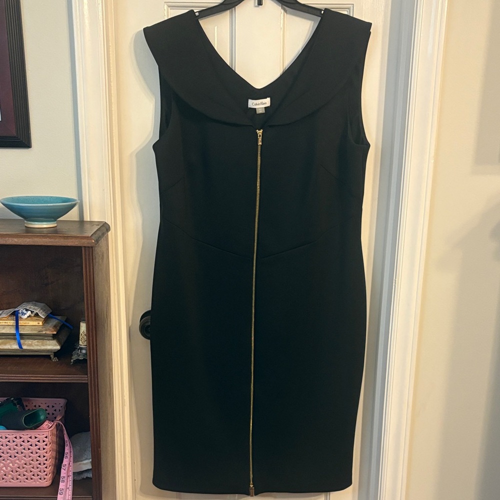 Calvin Klein Black  Dress with Gold Zipper 18 W